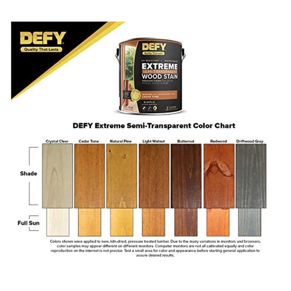 DEFY Extreme Wood Stain and Sealer in One - 1 Gallon Semi-Transparent Waterproof Coating for All Wood Types - Gray