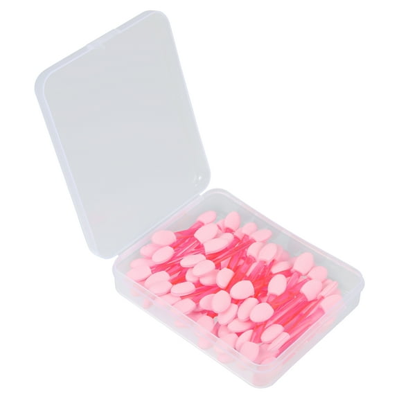 Unique Bargains 50PCS Dual Sides Eye Shadow Brushes Sponge Applicators Makeup Eyeshadow Brushes Pink with Container