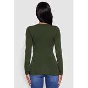 Women's Basic Long Sleeve V Neck Tee