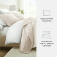 thumbnail image 6 of Noble Linens 3-Piece Apricot Geometric Maze Pattern Quilt Set, Queen, 6 of 7
