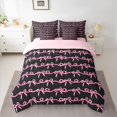 thumbnail image 2 of Homewish Black Pink Ribbon Bedding Comforter Set 7 Pieces for Kids, Princess Bow-tie Bow Full Bedding Set, Cute Cartoon Bowknot Reversible Fitted Sheet Flat Sheet, Breathable Home Decor, 2 of 7