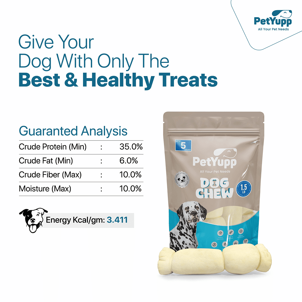 PetYupp Beef Cheek Rolls 6 Inch Dog Chew Treats 5 Count
