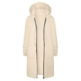thumbnail image 5 of Scyoekwg Long Plus Fleece Jacket Women Long Sleeve Zipper Hooded Drawstring Coat Fall Winter Trendy Casual Comfy Solid Color Plus Size Coats Overcoat Pocket #A=Beige XL, 5 of 7