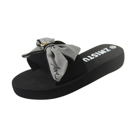 

Puawkoer Girls Slippers Flip Flat Beach Flops Women Women s slipper womens shoes 38 Grey