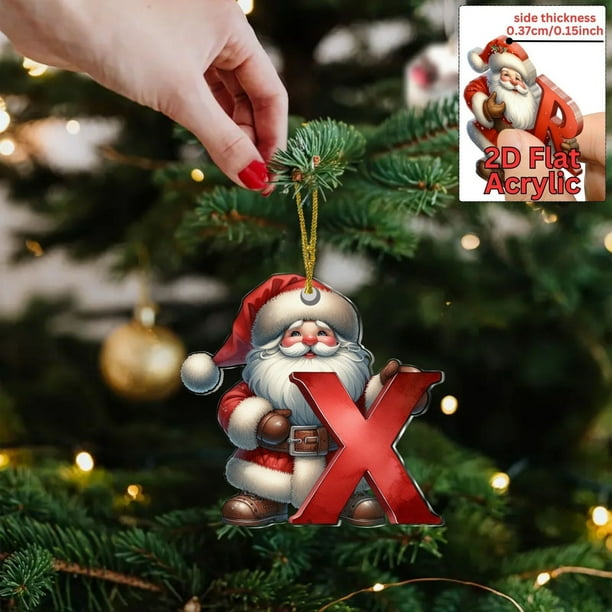 Adornos navideños, regalos navideños, adornos navideños planos con letras 2D para colgar en el árbol y el coche. Artículos festivos.