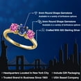 thumbnail image 2 of Gem Stone King 18K Yellow Gold Plated Silver Blue Created Sapphire and Pink Created Sapphire Engagement Ring for Women | 2.10 Cttw | Round 6MM | Gemstone September Birthstone | Size 5, 2 of 6