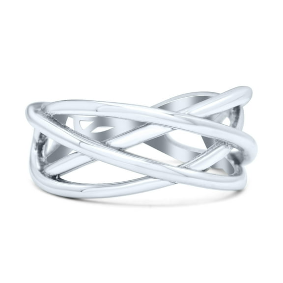 Infinity X Cross Weave Entangle Band Oxidized Thumb Ring Band 925 Sterling Silver Size 5