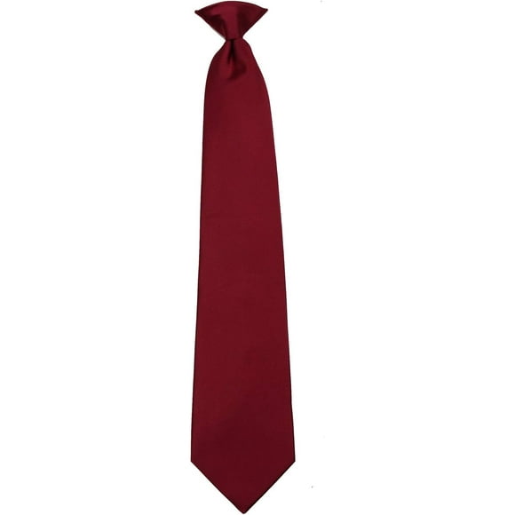 Reliable Mens Solid Color Clip On Easy to Remove Clip Necktie Ties Burgundy for ultimate comfort