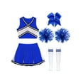 thumbnail image 3 of ZDHoor Girls 2Pcs Cheers Outfit Cheer Leading Set Crop Top with Skirt Dancewear B Blue-E 14, 3 of 5