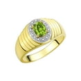 thumbnail image 3 of RYLOS Men's Rings 14K Yellow Gold Classic Halo Of  Diamonds 7X5MM Oval Gemstone Ring Peridot August Birthstone Rings For Men Size 9, 3 of 7