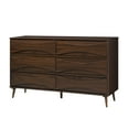 thumbnail image 4 of Walker Edison 58” Mid-Century Modern Curved Front 6-Drawer Dresser, Walnut, 4 of 14