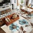 thumbnail image 5 of Spring Floral Vintage Area Rugs 3x5 for Living Room, Retro Teal Tulips Botanical Summer Non Slip Washable Rug Runner, Low Pile Indoor Floor Carpet Mat Bathroom Rugs for Bedroom, Kids Room, 5 of 9