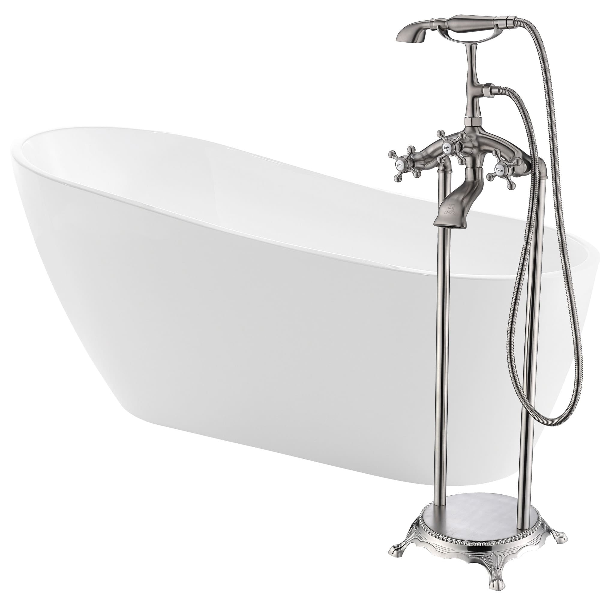 Anzzi Trend 67 in. Acrylic Soaking Bathtub in White with