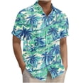 thumbnail image 3 of Yteetum Men's Short Sleeve Shirts Floral Print Hawaiian T Shirt Casual Button Down Short Sleeve Lapel Beach Summer T-Shirts, 3 of 7