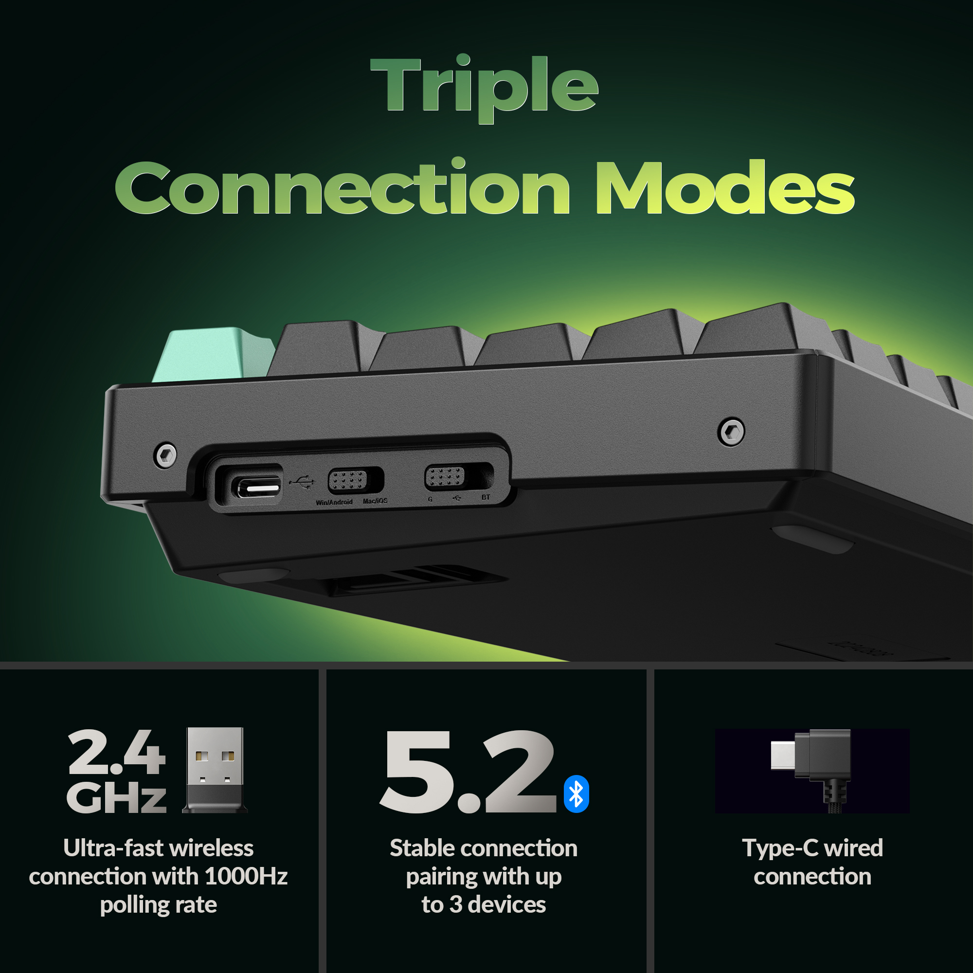 Keychron K8 HE TKL Wireless RGB Magnetic Switch Keyboard, Rapid Trigger, QMK, 2.4G/BT, Standard Black