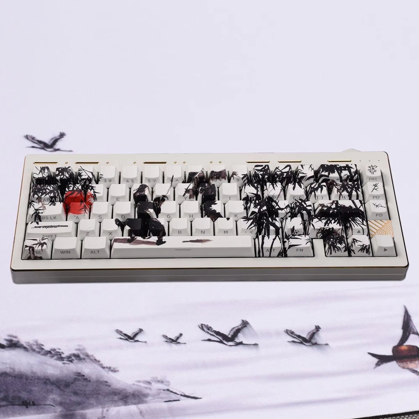 Original Height Keycaps with Side Engraved Translucent Designing Fighting Theme for Mechanical Keyboards