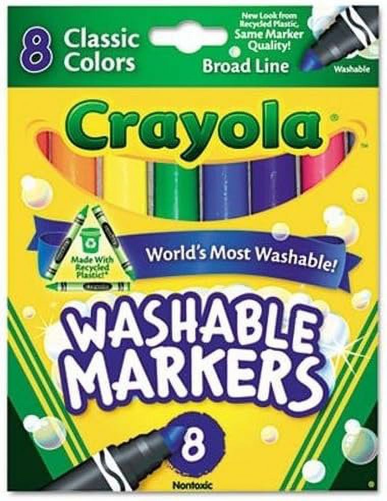 Crayola Broad Point Washable Markers, 8 Markers, Classic Colors Pack of 6