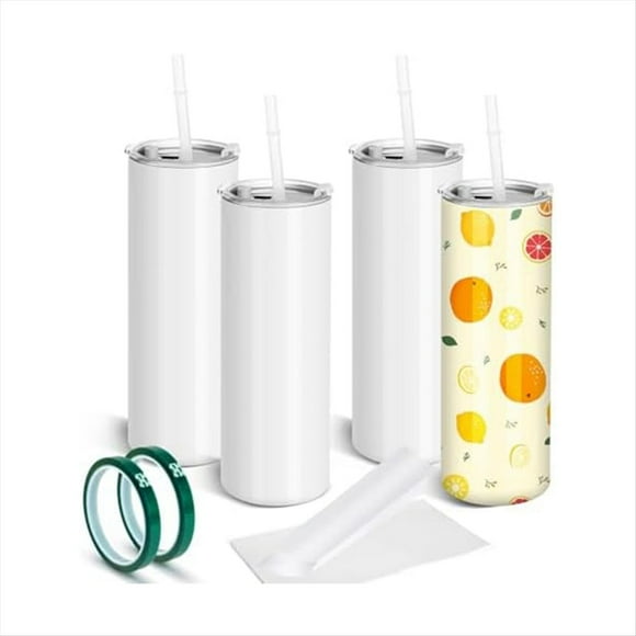 Paquete de 4 Vasos de SublimacióN en , Rectos, Apretados, Vasos de SublimacióN con Aislamiento de Doble Pared para Horno de Prensado en Caliente de Vidrio