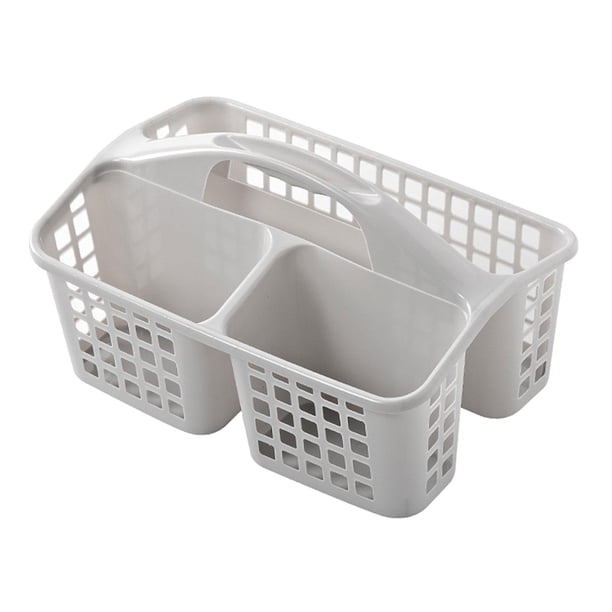 Cesta para ducha de baño con asa, organizador de almacenamiento de suministros de limpieza Gris