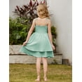 thumbnail image 3 of Oudiya Girls Summer Green Dresses Spaghetti Strap Flowy Tiered Ruched Smocked Back Casual Beach Midi Easter Sundress,6-14Y, 3 of 6
