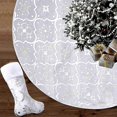 thumbnail image 1 of Christmas Tree Wrap Christmas Tree Wrap With Christmas Stocking Snowflake Christmas Tree Skirt Christmas Party Wrap(White), 1 of 4