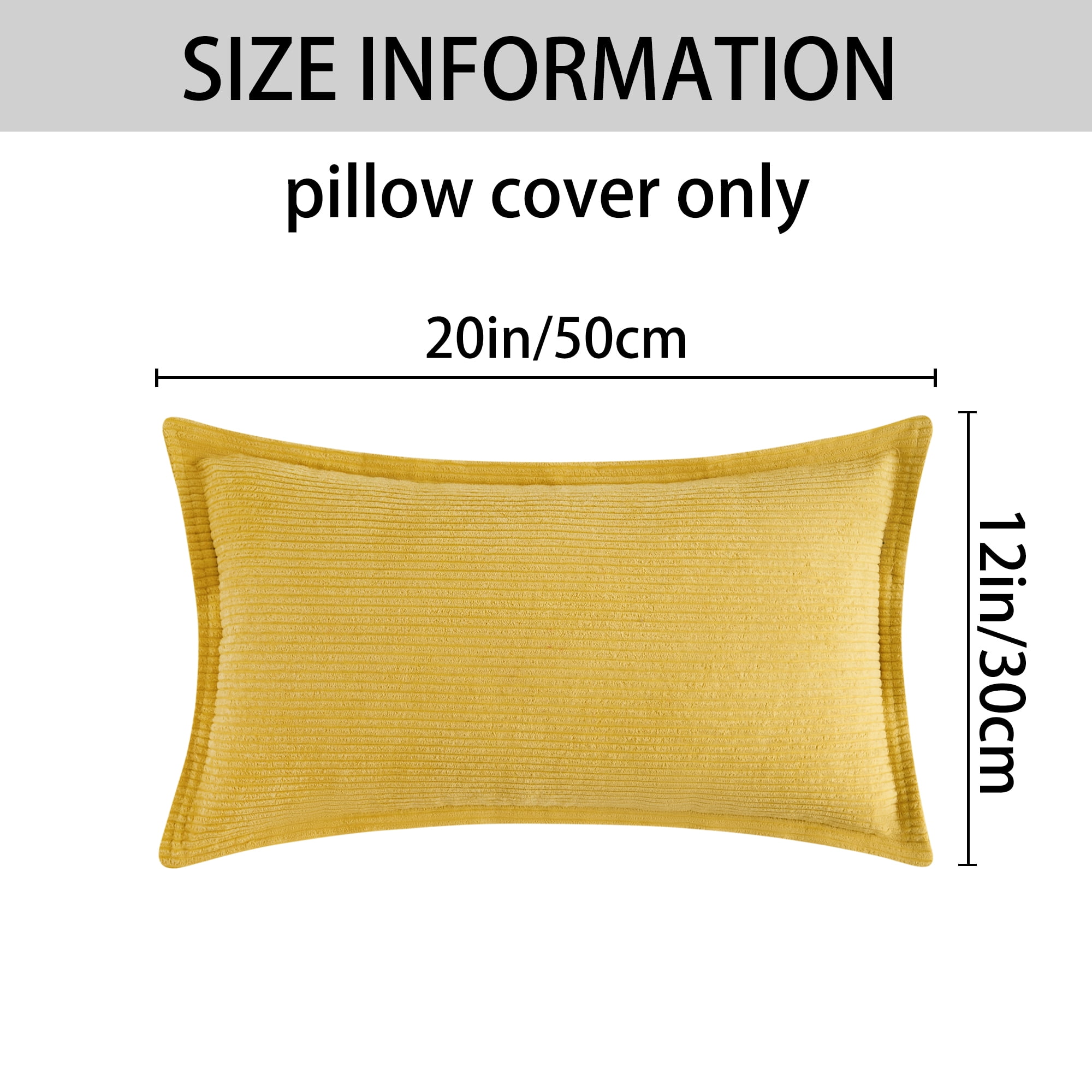 Unique Bargains 2Pcs Decorative Throw Pillow Covers for Couch Bed Yellow 12" x 20"