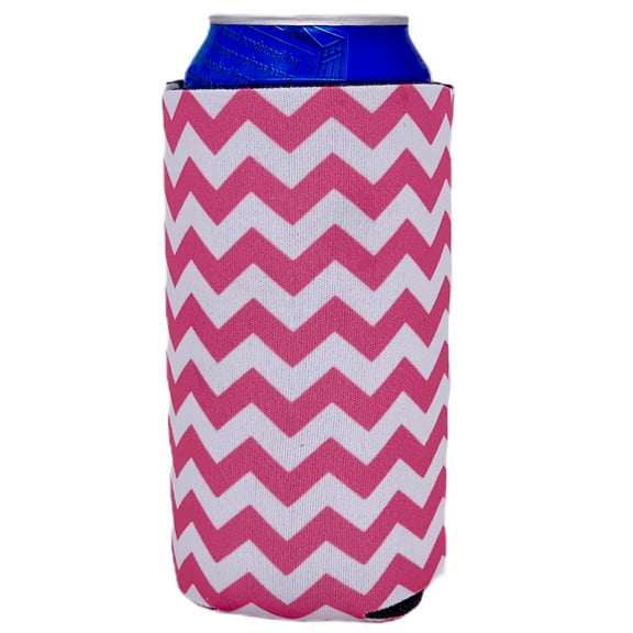 Chevron Stripe Pink 16 oz. Can Coolie