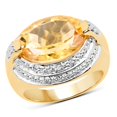 thumbnail image 1 of 14K Yellow Gold Plated 5.06 Carat Genuine Citrine & White Diamond .925 Sterling Silver Ring QJ Model, 1 of 3