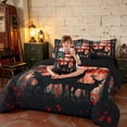 thumbnail image 3 of Manfei USA Flag King Bedding, Forest Deer Family Silhouette King Bed in a Bag, Red Black, Black Reversible 7-Piece, 3 of 6