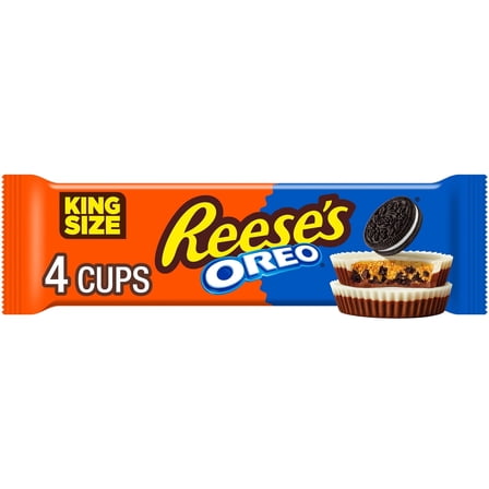 Reese's OREO Milk Chocolate and White Creme King Size Peanut Butter Cups Candy, pack 2.8 oz