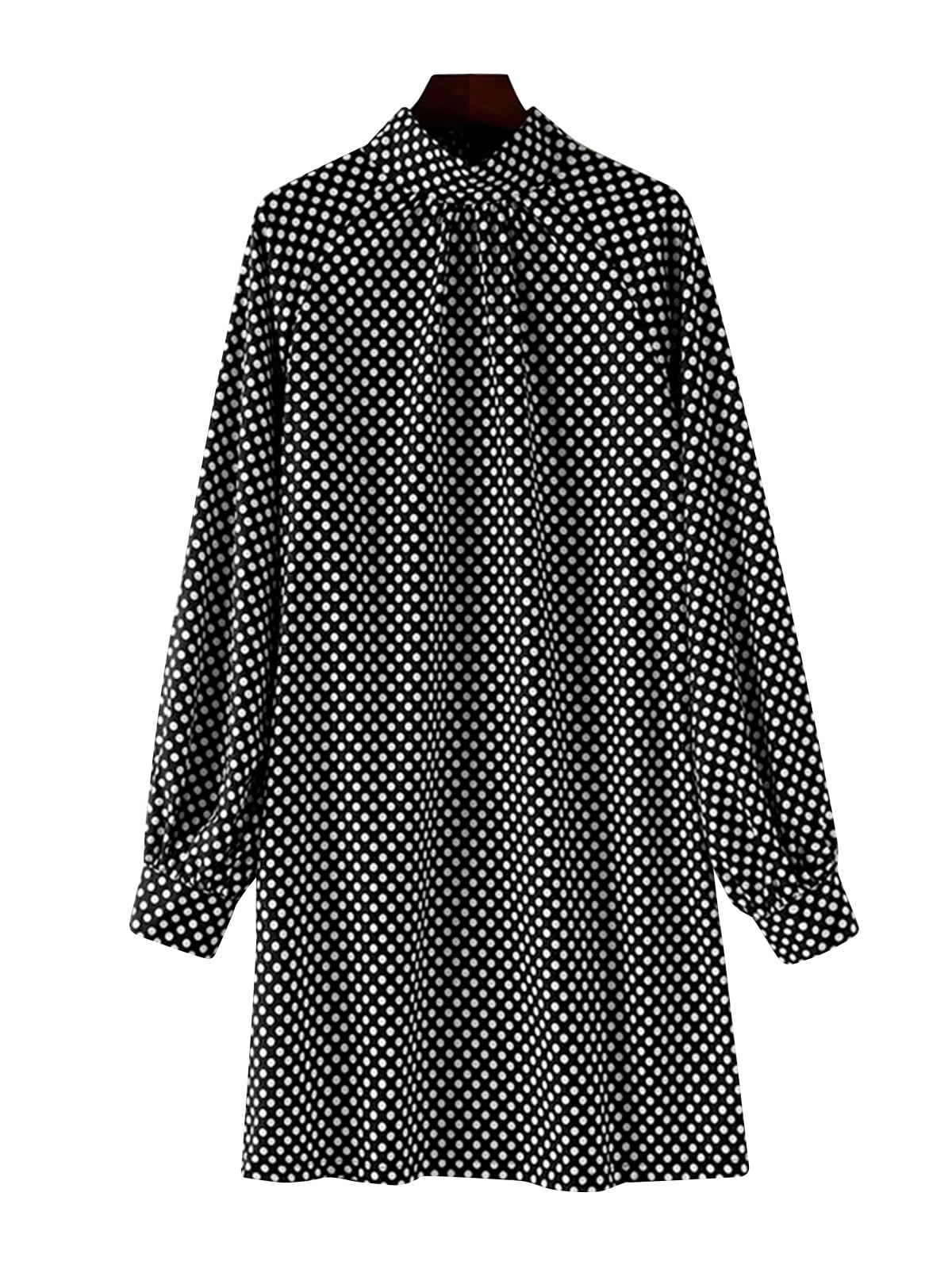 ZANZEA Women Party Turtleneck Puff Long Sleeves Polka Dot Print