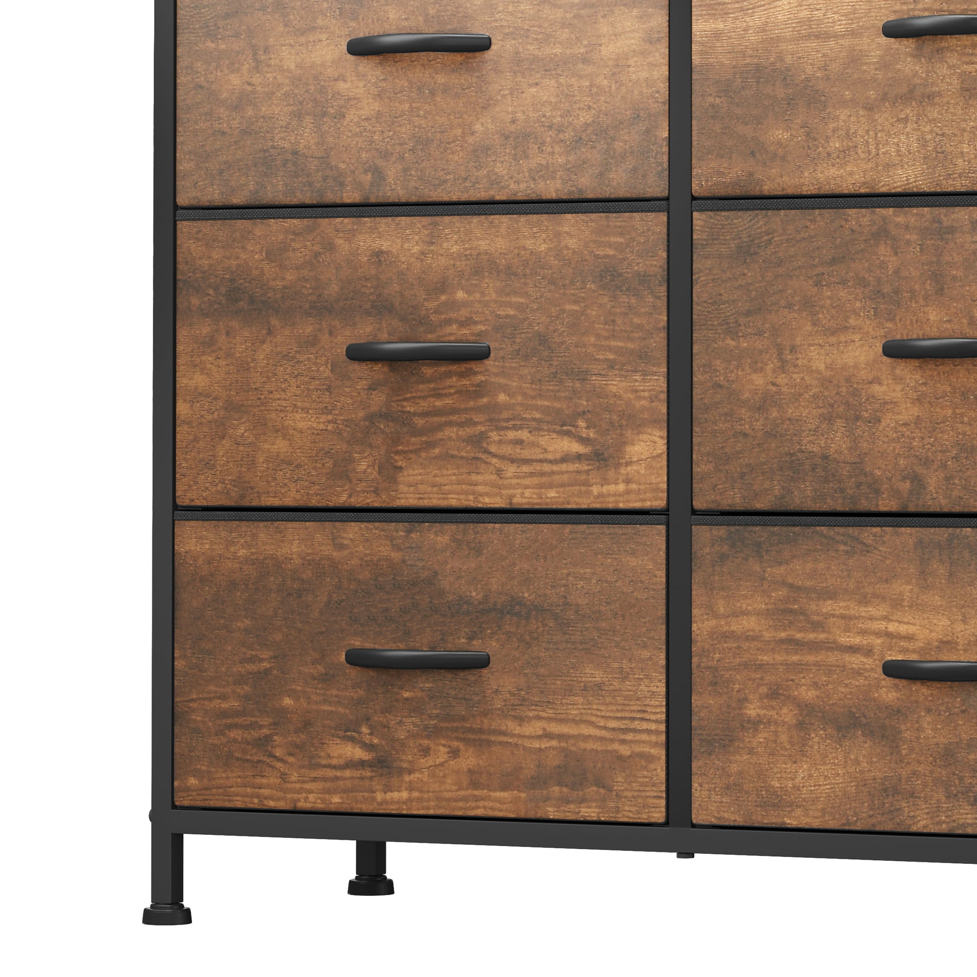 Uforic Drawer Dressers for Fabric Chest of Drawer Storage Dressers for Living Room Rustic Brown