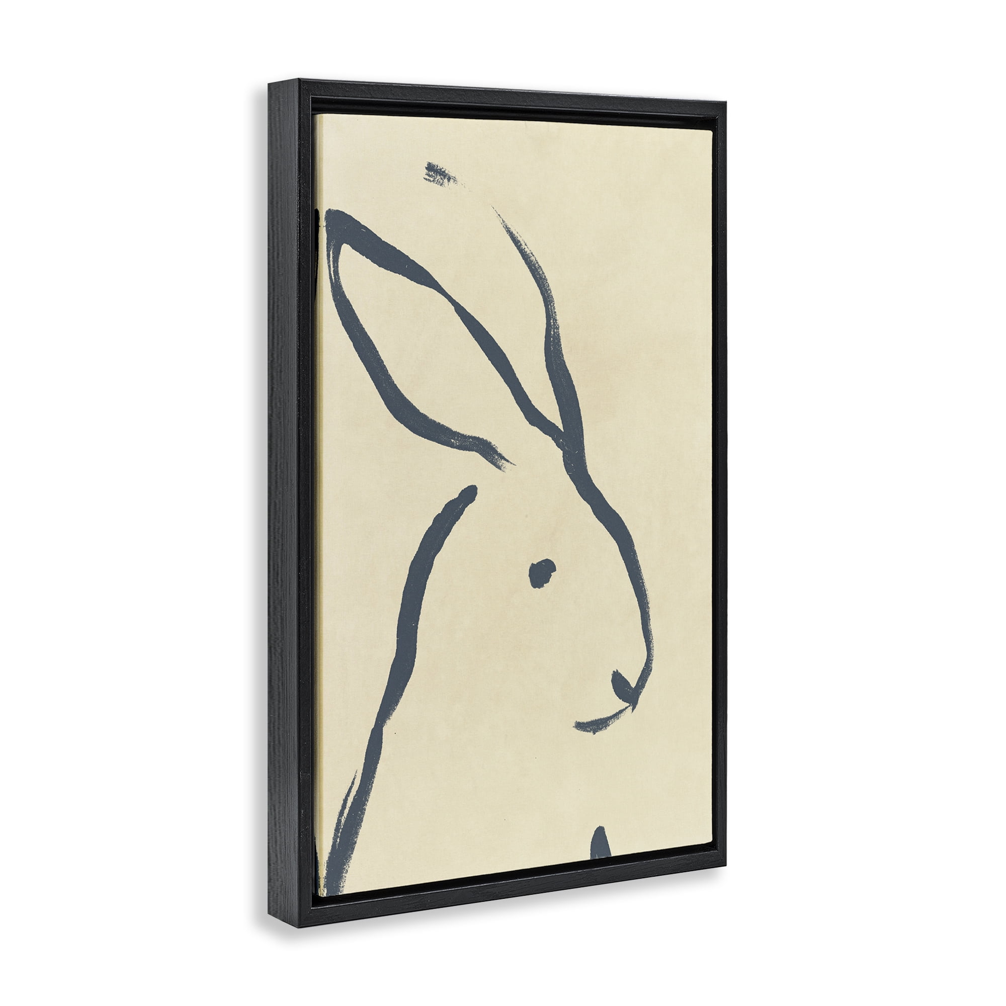 Stupell Industries Minimal Rabbit Doodle Animals & Insects Drawing Black Floater Framed Canvas Art Print Wall Art, 17 x 25