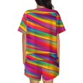 thumbnail image 3 of Kdxio Lines Multicolored Rainbow Print Pajamas Sets for Women Short-Sleeved Pjs with Lounge Shorts Two Piece Sleepwear S-4XL, 3 of 8