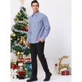 thumbnail image 4 of Camisa a cuadros para hombre, ajuste regular, con botones, manga larga, vestido, camisas a cuadros azul oscuro blanco L, 4 of 6