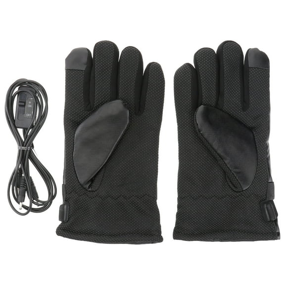 PAMINGONO USB Gloves Heating Warmer Black 1 Pair Synthetic Leather Immediate Heating