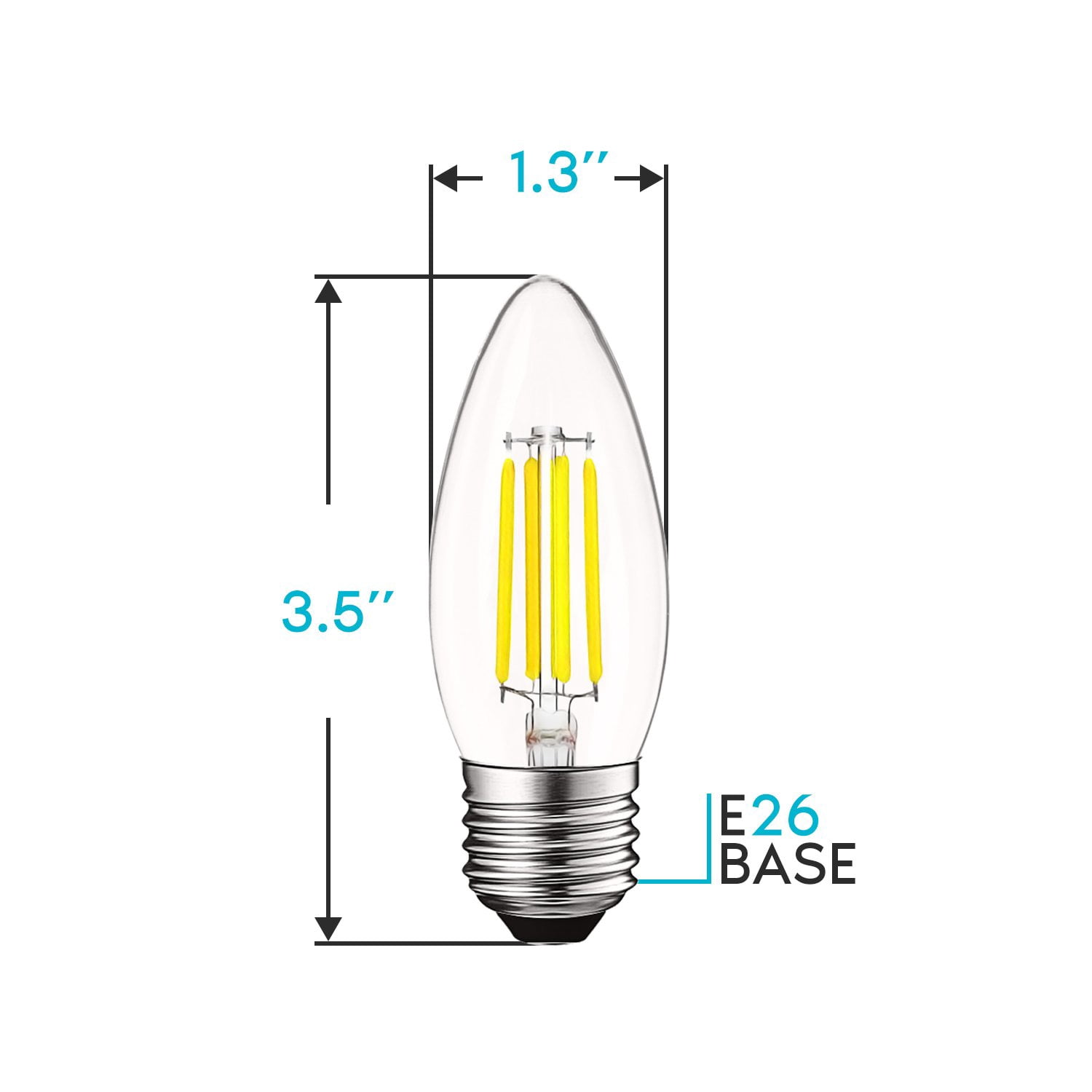 Luxrite Edison Candelabra LED Bulb 5W 60W Equivalent 5000K Bright White, 550 Lumens, E26, 12-Pack