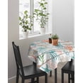 thumbnail image 4 of Teal Red Jellyfish Coastal Suqare Tablecloth - 54 x 54 Inch, Vintage Beach Coral Starfish Nautical Waterproof & StainResistant Tablecloth, Washable Oil-proof Table Cover for Dining/Party/Wedding, 4 of 9
