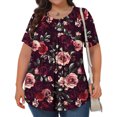 thumbnail image 4 of Otvok Womens Plus Size Tops Crew-Neck Short-Sleeved Pleated Loose Blouses, 4 of 6