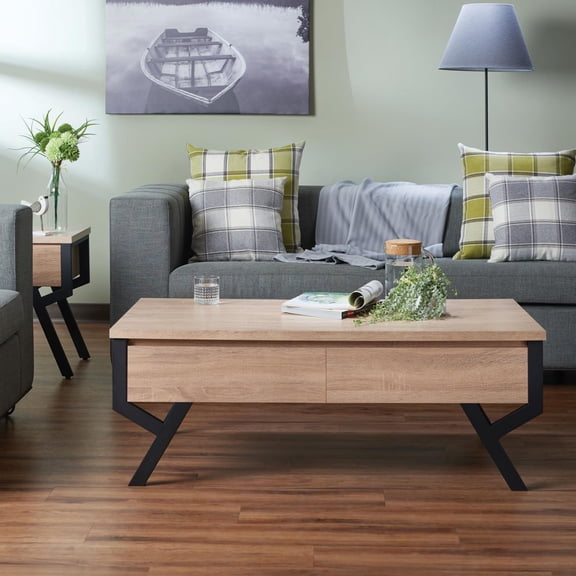 Acme Kalina Coffee Table Rustic Natural & Black