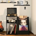 thumbnail image 5 of Record Player Stand, Turntable Stand with 3-Tier Vinyl Record Storage, Record Player Table up to 150 Albums, End Table for Living Room, Office, 5 of 7