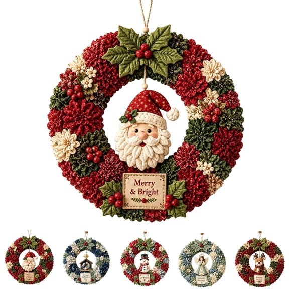 Clearance! Christmas 3D Fabric Poke Wreath DIY Kit, Christmas Wreath DIY Kit for Adults Teens, Christmas Decorations (Santa)