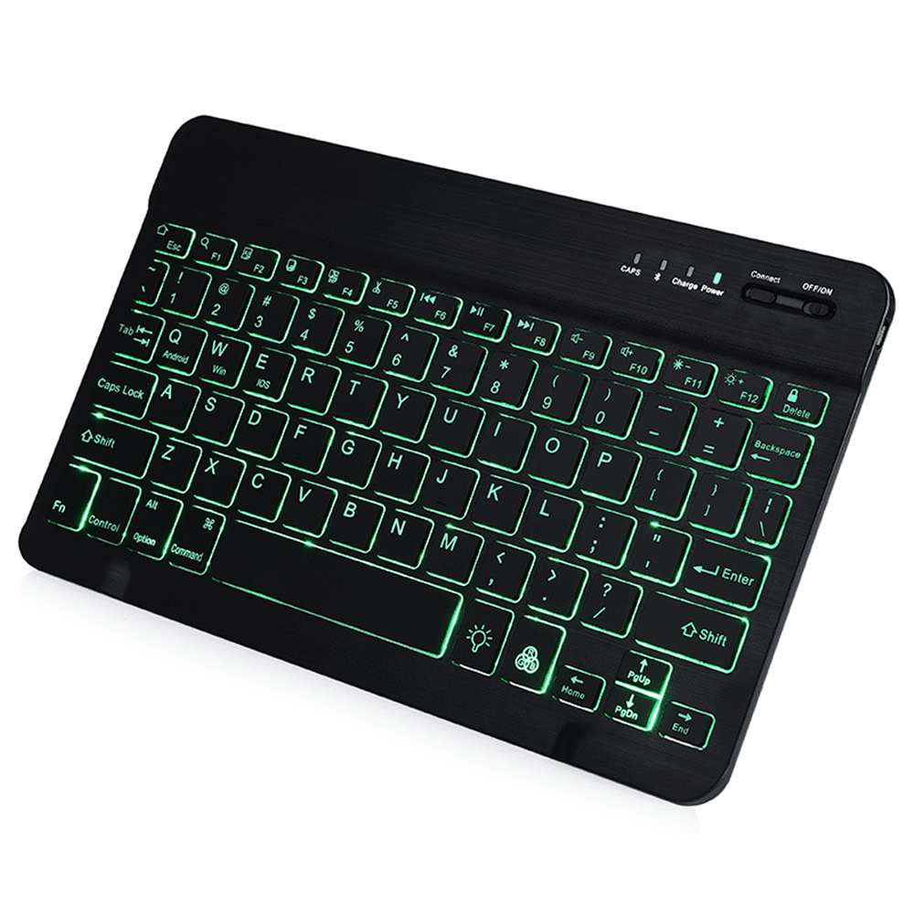 Arteck HB030B Universal Slim Portable Wireless Bluetooth 3.0 7-Colors Backlit Keyboard with Built in Rechargeable Battery Black