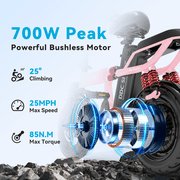 Folding Electric Bike for Adults with 700W Peak Motor, Ebike with 672Wh Battery, 35-55 Miles Range, Foldable Electric Bicycle for Men Women Commuter Travel