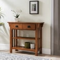 thumbnail image 3 of Leick Home Mission 2-Shelves Solid Wood Bookcase Console Table with Drawers, Russet, 3 of 14