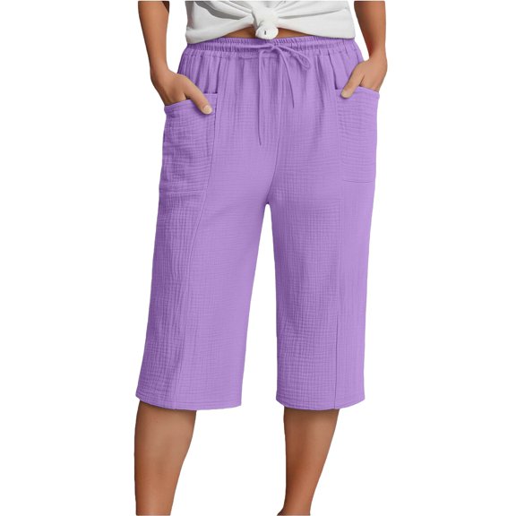 TRUBKH Shorts for Women Basketball Active Shorts Moisture Wicking Outing Shorts Soft Women Workout Shorts Cute Shorts Women Beach Shorts Summer Trendy with Lace Up Flowy Shorts Purple S