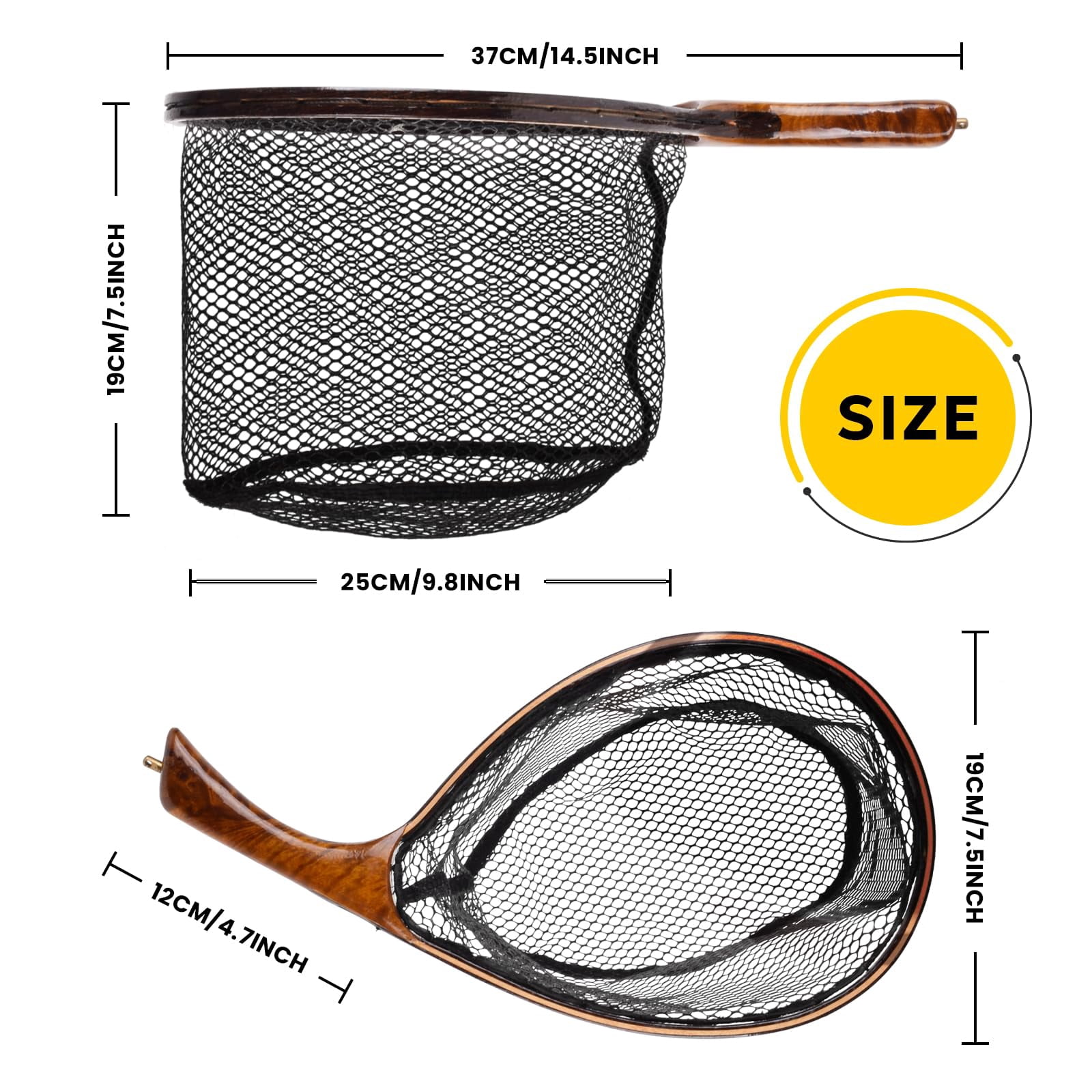Fly Fishing Landing Net Soft Rubber Mesh Trout Catch And Release