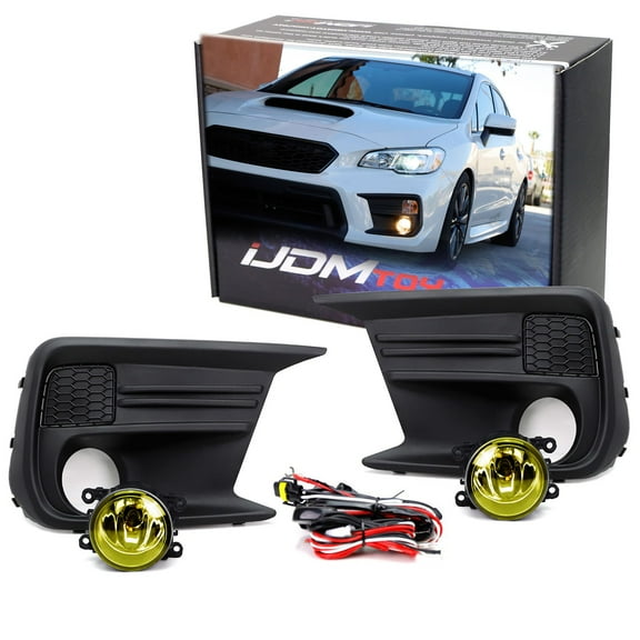 Complete Set Yellow Lens Fog Light Kit with Foglamp Bezel Covers, Wiring Harness On-Off Switch For 2018-2020 Subaru WRX or STI
