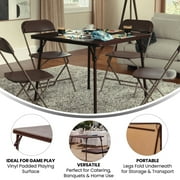 Flash Furniture Vinyl-Covered Padded Folding Card Table for Game Rooms and Banquets, Brown