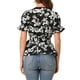 thumbnail image 3 of INSPIRAR CHIC Blusas de Mujer con Cuello en V Floral de Manga Corta con Dobladillo Redondo y Volantes en Peplum XL Negro-Blanco, 3 of 6